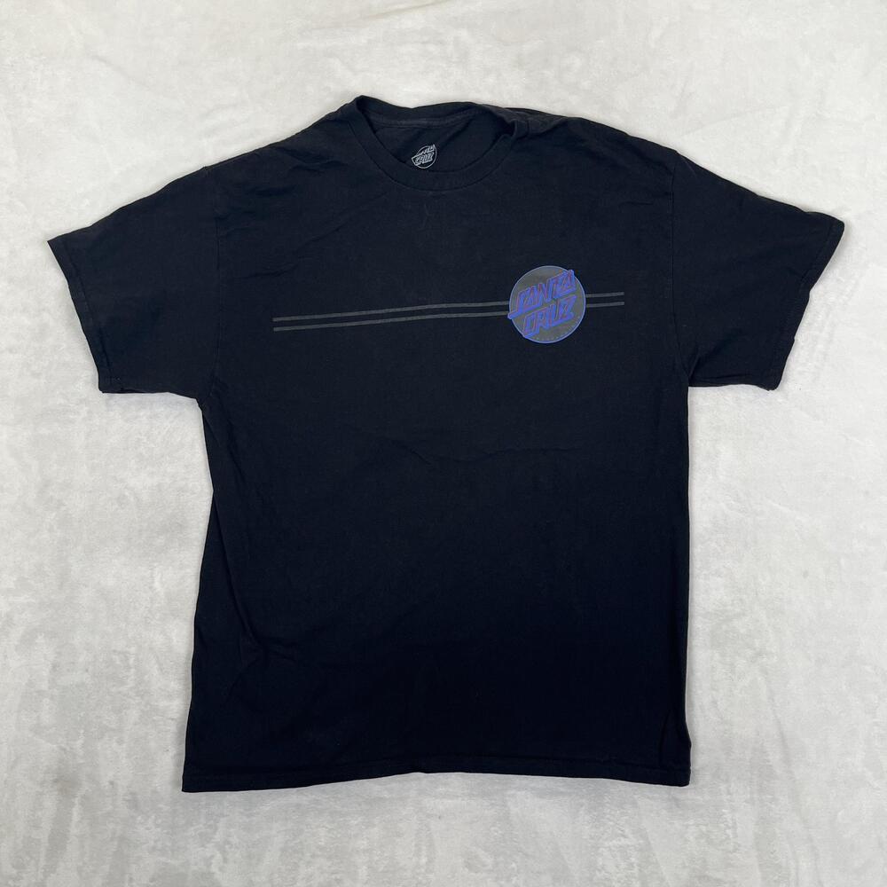 Santa Cruz T-Shirt Mens Large Black Neon Logo Skateboard Graphic Back Print